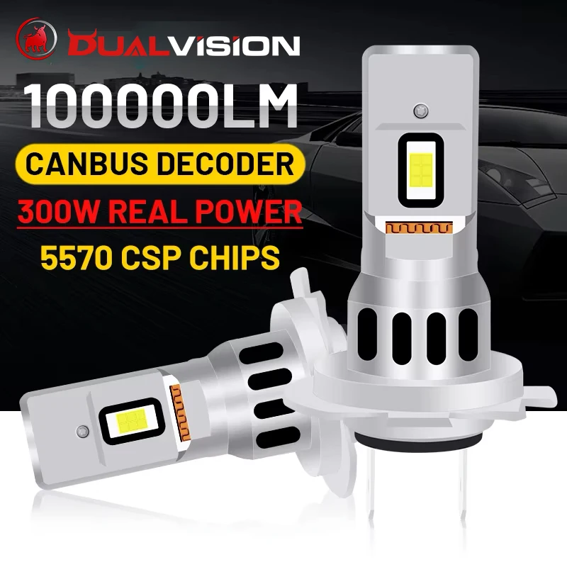 

Dualvision H7 LED Headlight Canbus 100000LM 300W 5570 CSP 1: 1 Mini Size Wireless Auto Car Headlight Bulbs Plug and Play 12V 24V