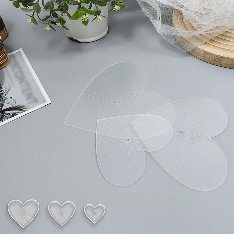 3pcs Heart-Shaped Acrylic Quilting Rulers Stencil Manualidades Precision Templates for Valentine's Day  DIY Sewing Art Crafts view 5