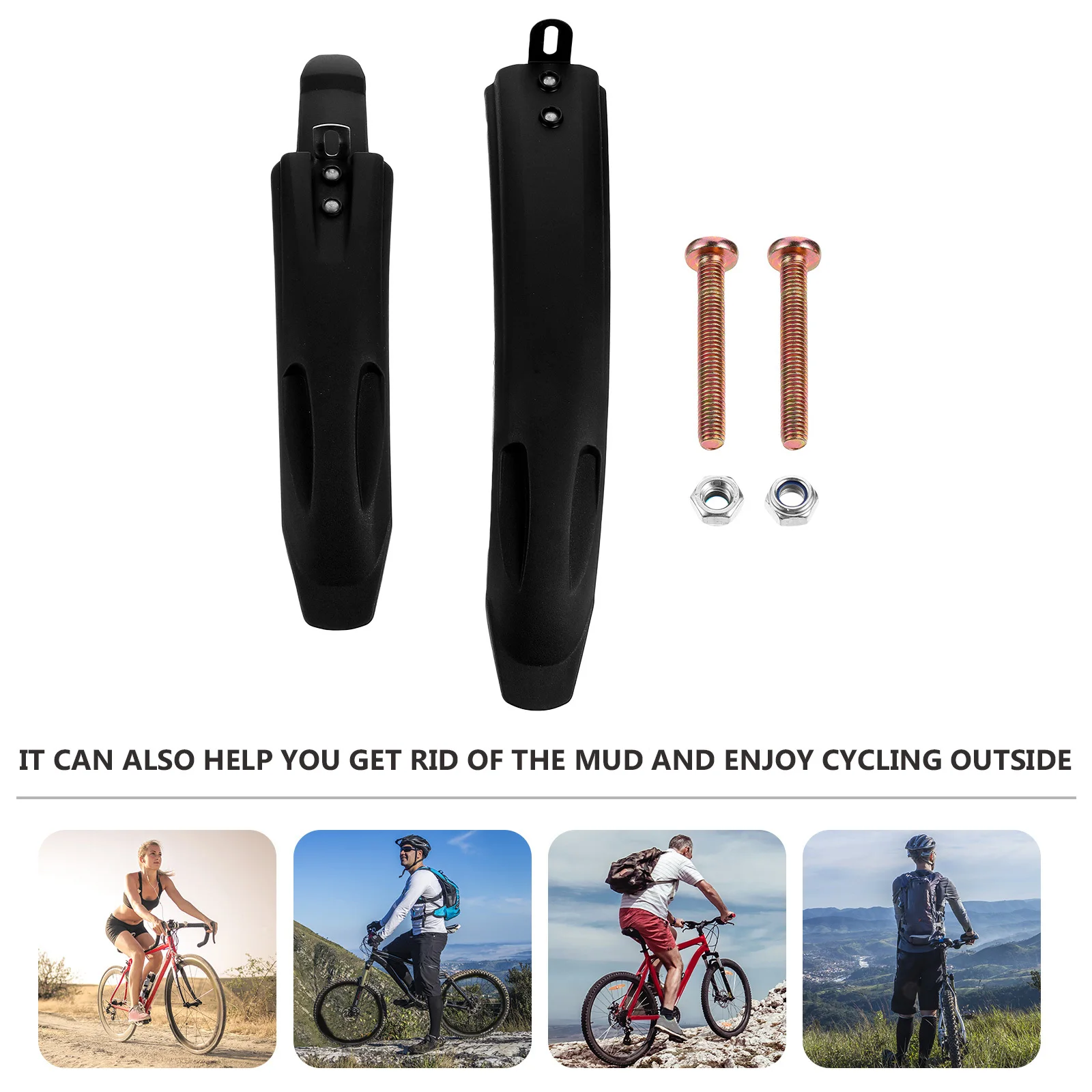 

2Pcs Lightweight 14 16 18 Inch Bike Mudguard Pair Easy Install Front Rear Bicycle Mud Guards for Outdoor Commuting Touring