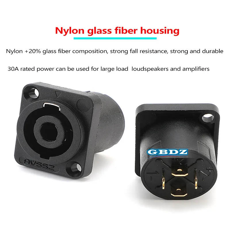 Speakon 4-Core Panel Mount Socket XLR Connector Audio Female Jack Socket Round Square Base Connectors