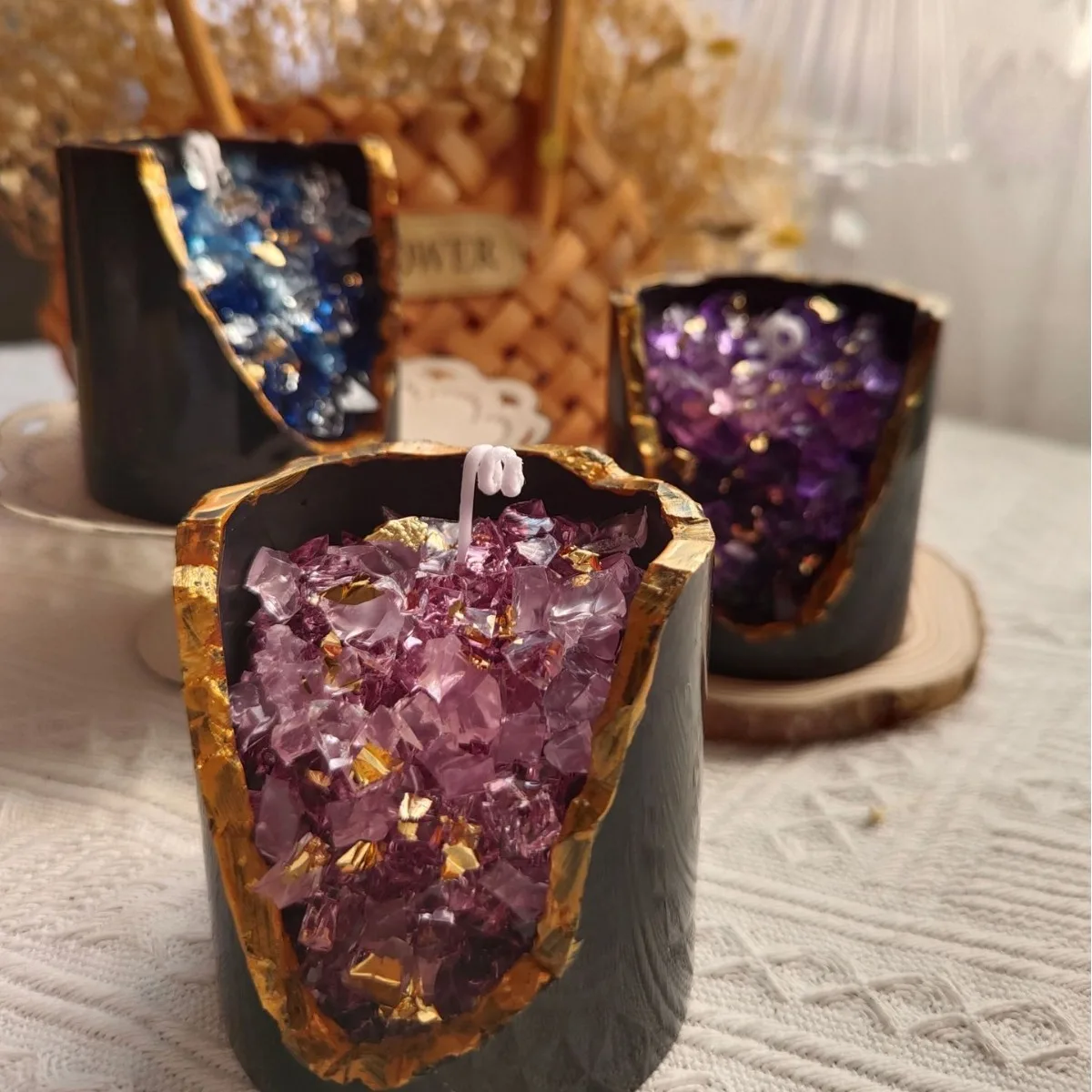 Crystal Ore Aroma Candle Jelly Wax Living Room Table Tabletop Decoration Birthday Gift Creative Companion Gift Home Decoration