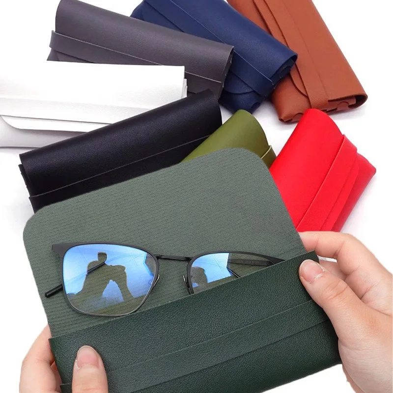 Strapping Style Plain Leather Soft Waterproof Anti-abrasion Eyewear Case Handmade Buckle Woven Bag Simple Portable Glasses Case