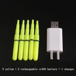 5pcs/lot Fishing Lamp With Rechargeable CR425 Battery Electric Light stick Night Fishing Tackle Accessory Luminous Float A593