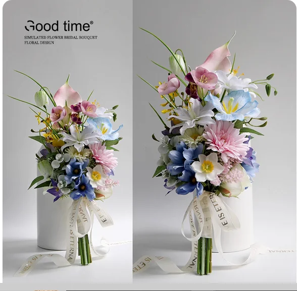 Dopamine bouquet in the dream ~ getting married and graduating, holding artificial flowers and candy color pastoral photography