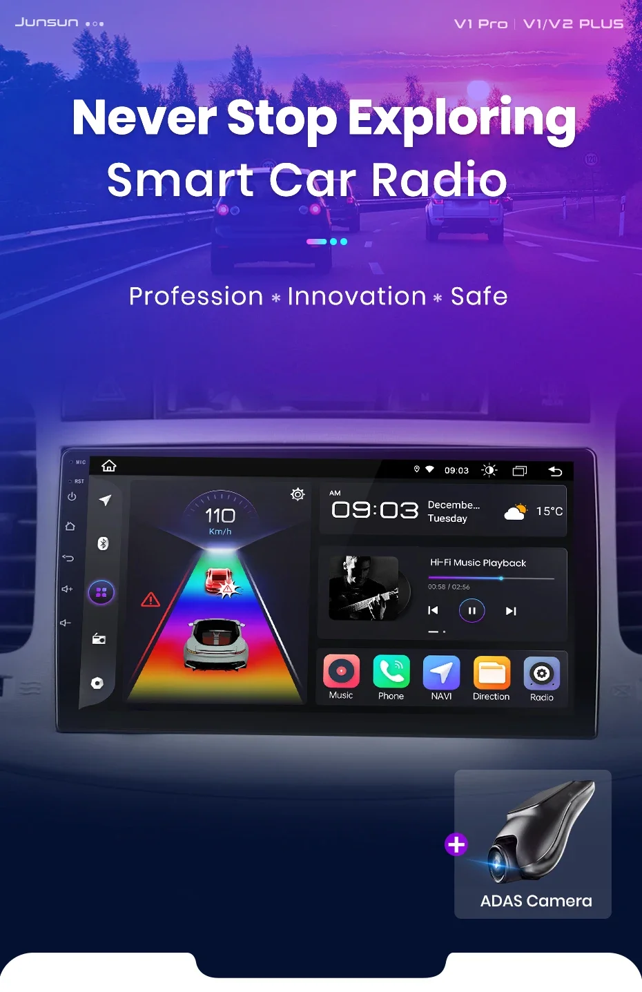 Junsun 7' 9'10' Universelles CarPlay Android Auto Radio für VW Volkswagen Fiat Renault Nissan Toyota Hyundai 4G Auto-Multimedia-Autoradio – Detail 3