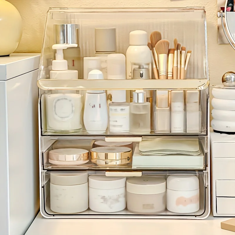 

Cosmetics Storage Box Clear Dustproof Desktop Skin Care Products Lipstick Jewelry Makeup Brush Debris Organizer Rack