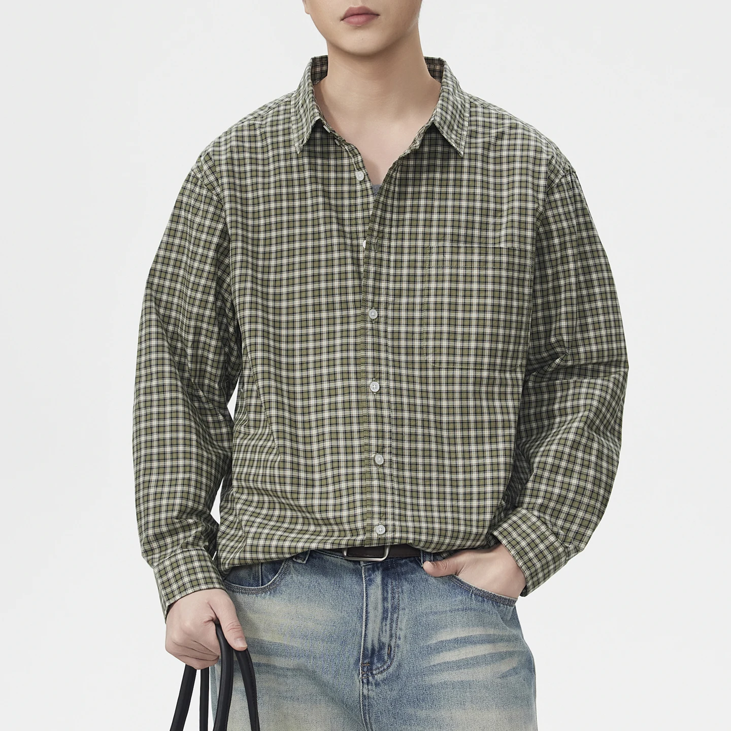 Camisas Masculinas Estilo Cityboy, Moda Streetwear, Camisas Casuais de Manga Longa, Camisas para Casais, Blusas de Algodão Puro, Camisa Xadrez