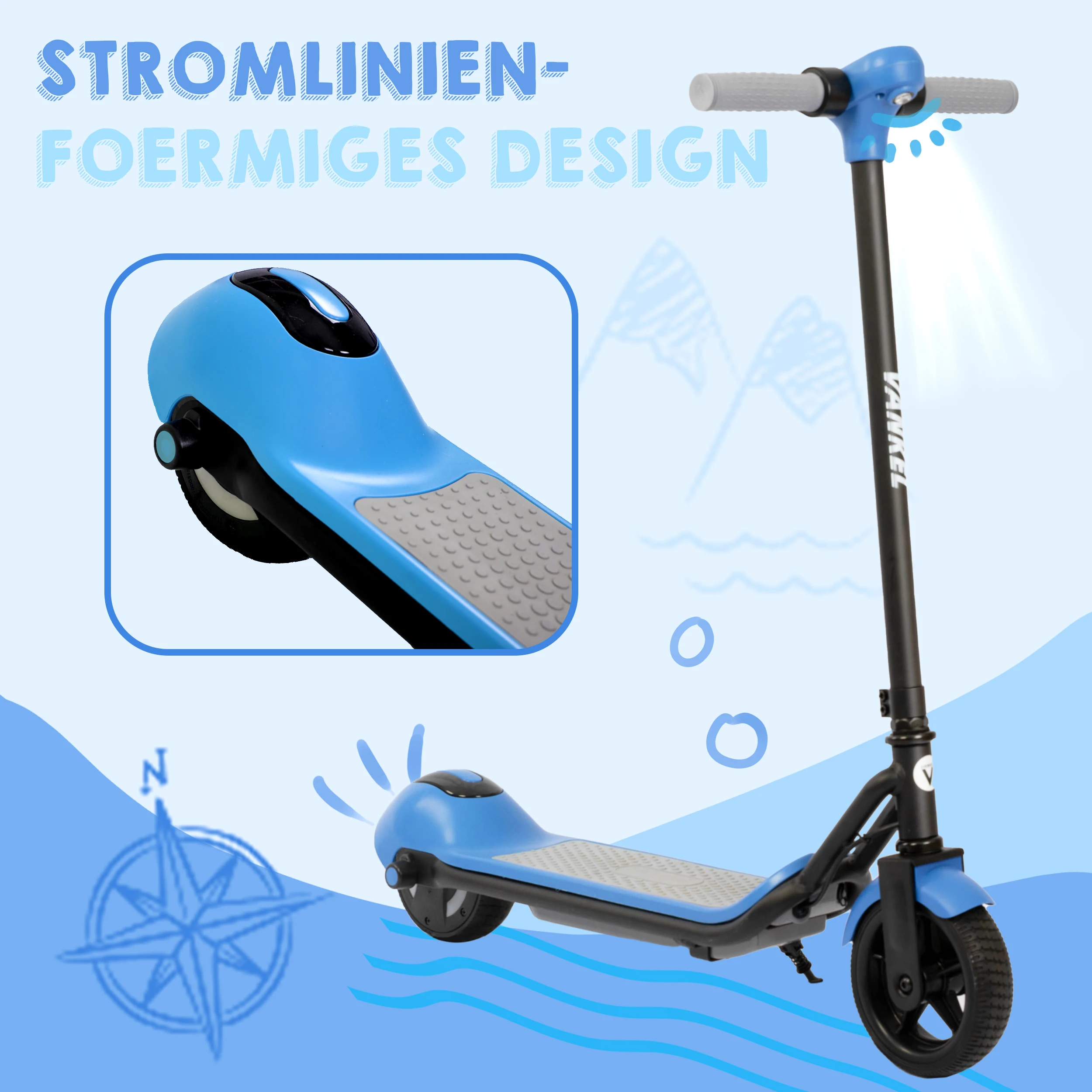 Vankel Kinder-Elektroroller mit Bluetooth, Regenbogenlichter, 6,5-Zoll-Kinderroller für Mädchen, 8–10 km Reichweite, 110 W Motor 60 Wh – Detail 9