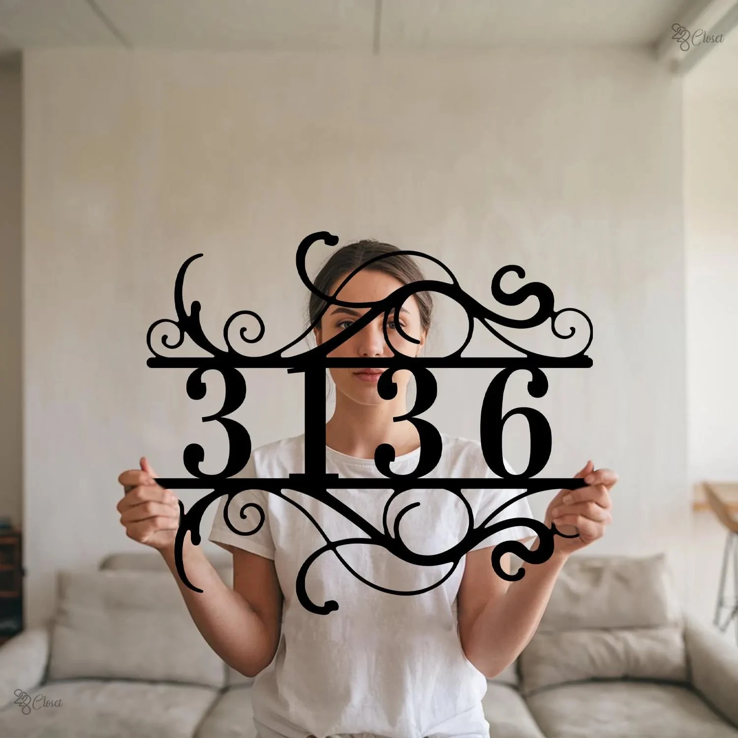 

Custom Elegant House Number Sign Scroll Address Sign Metal Address Sign Address metal sign House number sign Gift for family Dad