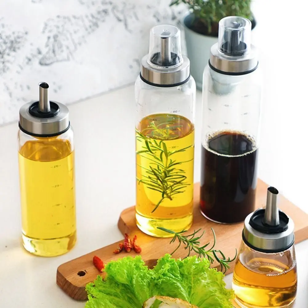 High Borosilicate Glass Olive Dustproof With Dust Cover Vinegar Oil Bottle Seasoning Pot Condiment Bottle Sauce Container