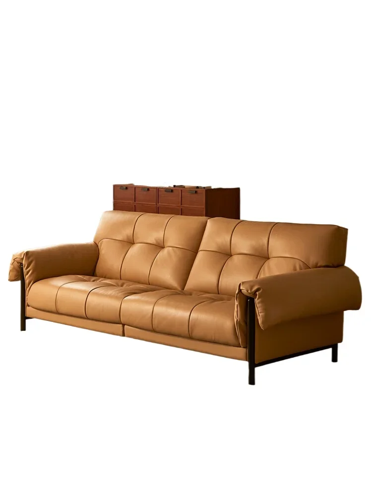 

French retro, straight row sofa, living room sofa