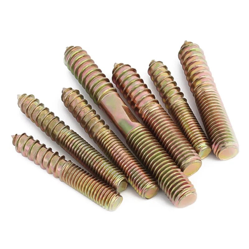 Wkręty samogwintujące do mebli z podwójną końcówką M6M8M10 Śruba wieszakowa Kołki drewno-metalowe Śruba z podwójną główką Śruba samogwintująca