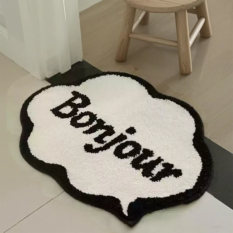 VIKAMA Creative Black-White Bubble Print Home Decor Carpet, Non-Slip, Dirt-Proof. For Entryway, Bathroom, Kitchen Soft Floor Mat