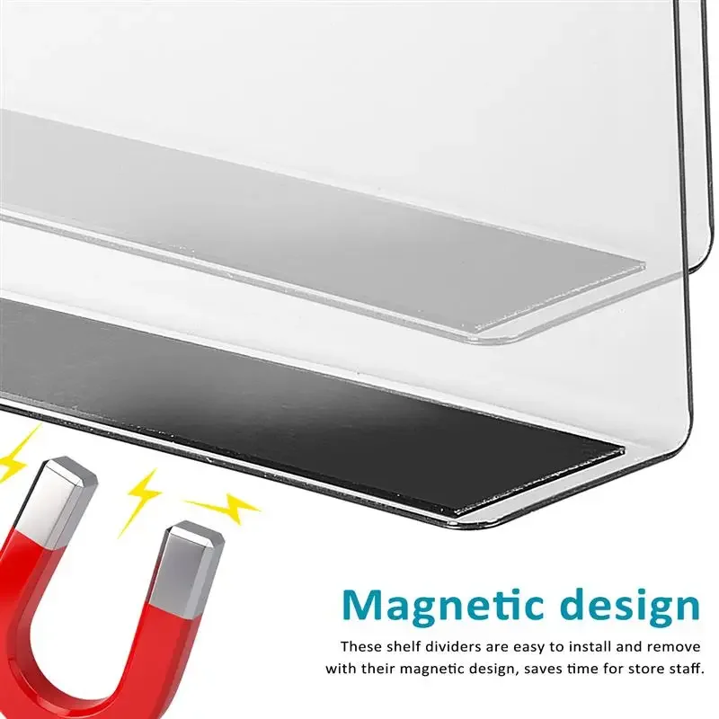 Magnetische plankverdeler voor supermarkt Snack Drankjes Display Transparant Clear Closet Storage Separator Keuken Kantoor Partitie