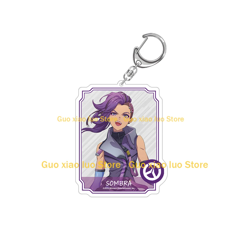 Overwatch 2 حرف مستطيل D.Va Kiriko Genji Mercy Tracer Reaper Hanzo Ana Juno Chibi سلسلة مفاتيح مصنوعة من الأكريليك حقيبة قلادة لعبة هدية #6