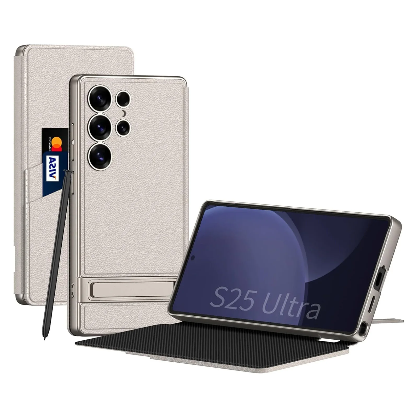 

Чехол-флип для Samsung Galaxy S25 Ultra, противоударный, кожаный, с отделениями для карт, подставка, деловой кожаный чехол