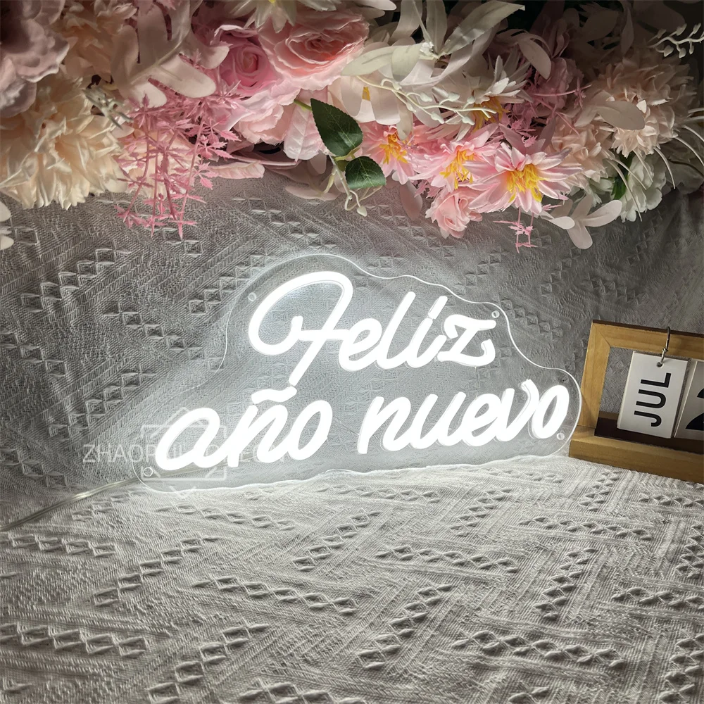سنة جديدة سعيدة النيون تسجيل 2026 عيد ميلاد سعيد ديكور غرفة نوم المنزل Feliz ano nuevo النيون Led علامات جدار ديكور أضواء الهدايا #2