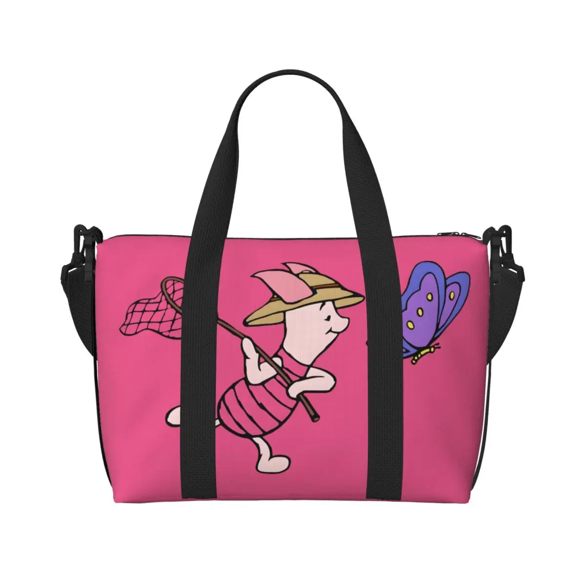 

Custom P-Piglets Anime Big Movie Beach Tote Bag for Women Extra Large Gym Carry On Travel Shopping Bags