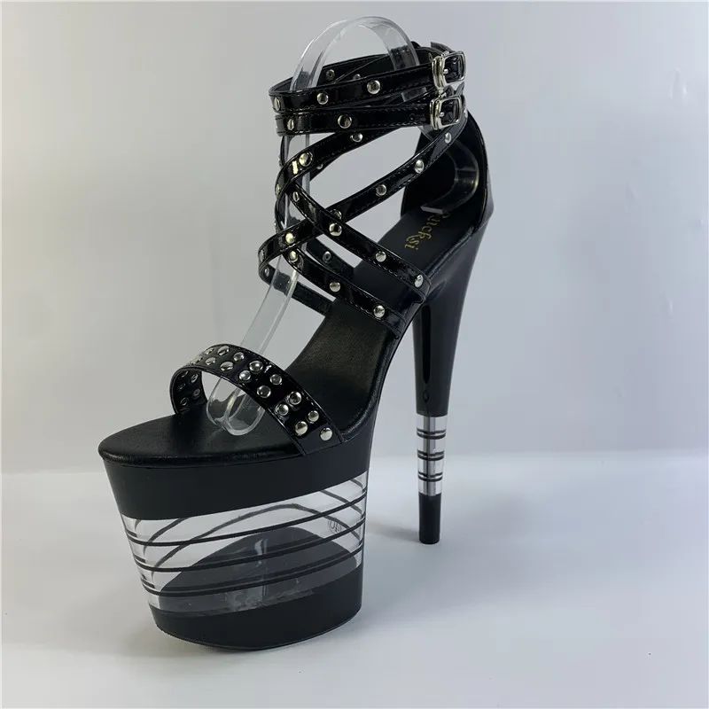 8 inch women platform Exotic Dancer shoes glitter rivets punk sandals 20cm Gorgeous high heels star party rome dress sexy shoes