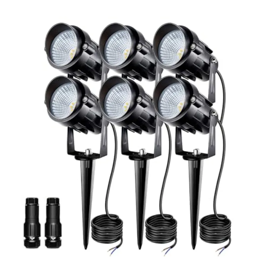 

5W Low Voltage Landscape Lights with Connectors, AC/DC 1V-4 Landscape Spotlights 3000K Warm White Waterproof Garden Yard Pathwa