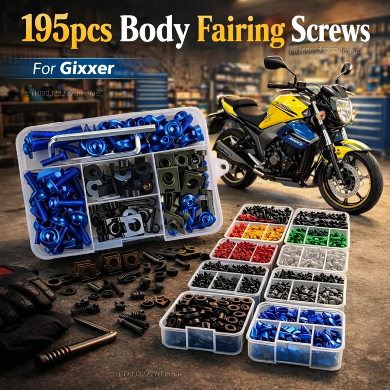 195 piezas Kit de tornillos y tuercas de carenado de motocicleta de aluminio CNC para Gixxer 150 SF 150SF SF 250 SF250 GIXXER 155 250 2020 2021