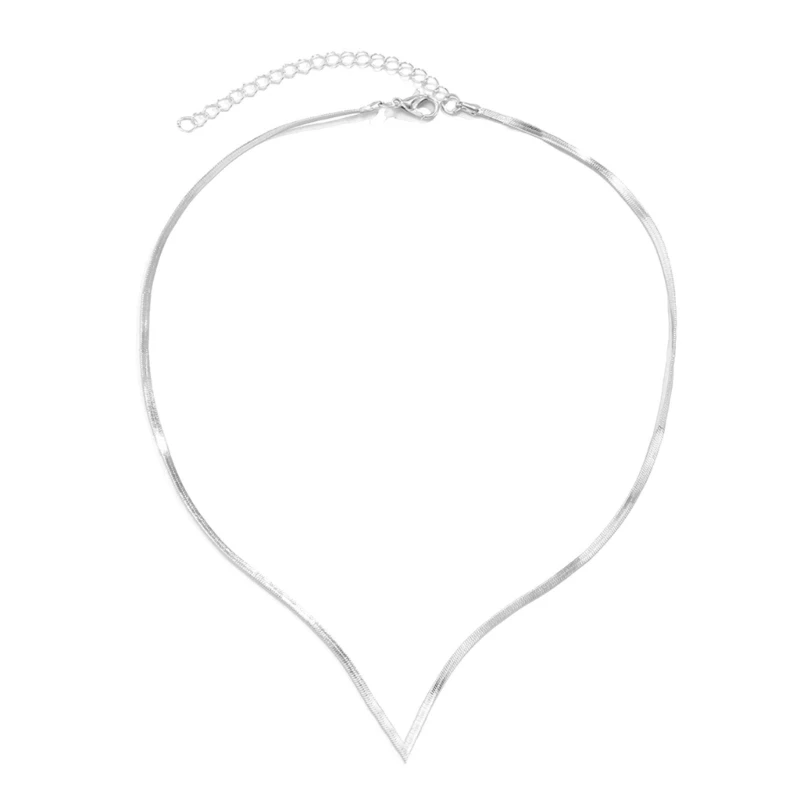 Vintage Simple Flat Snake Clavicle Chain Necklace for Men Women V-Shaped Choker Dropshipping