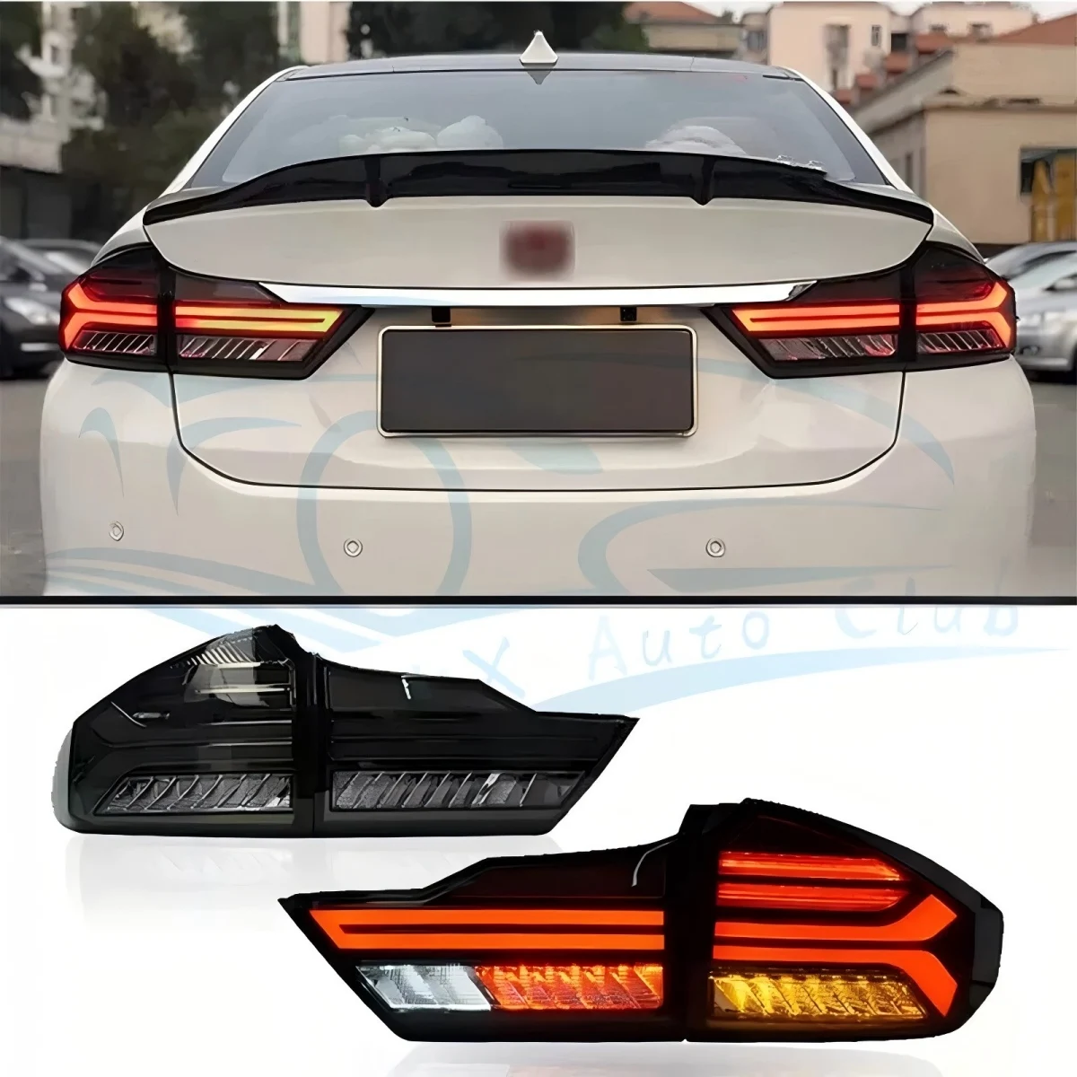 

Светодиодный задний фонарь для Honda City 2014-2020 Задний DRL динамический указатель поворота Тормозной фонарь заднего фонаря в сборе