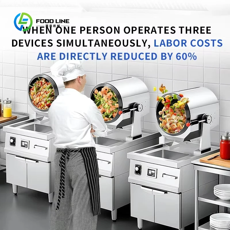 Customized Large Capacity Automatic Stir Fry Machine Commercial Kitchen Equipment Robot Cooking Wok Rotating Robot Fried Cooker