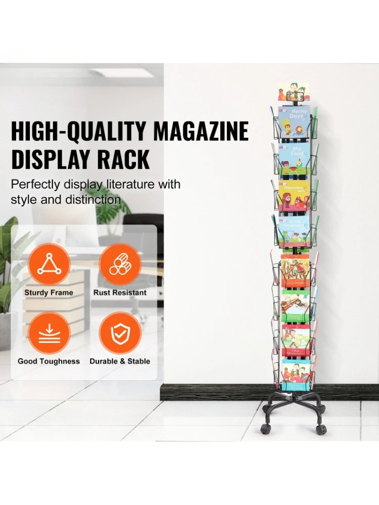 Greeting Card Display Stand, 32 Pockets Rotating Postcard Brochure Display Stand, 360° Rotating Card Display Stand