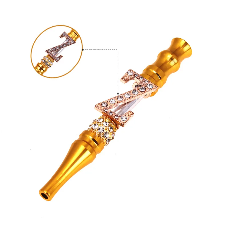 Bling Inlaid Artificial Rhinestone English Alphabet Arabic Hookah Mouthpiece Mouth Tips Blunt Holder