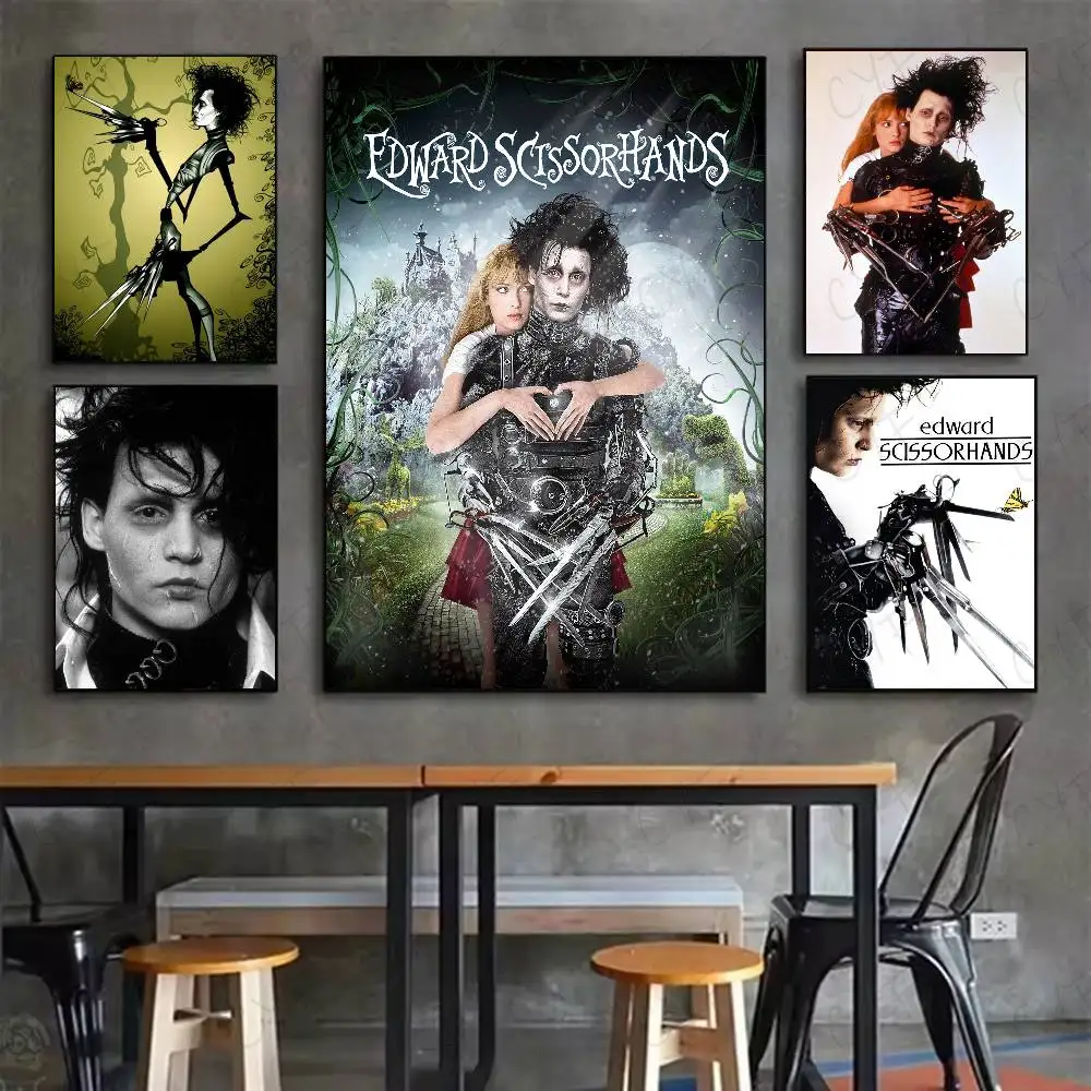 E-Edward Scissorhands Movie Poster HD Art Sticky Wall Waterproof Home Living Room Bedroom Bar Aesthetic Decoration