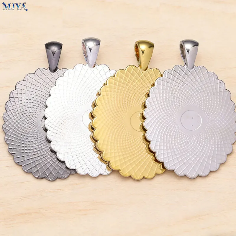 MJYA 3pcs Oval Cabochon Base Inner 22x30mm Pendant Settings Charms For DIY Jewelry Making Pop Necklaces Supplies Accessories