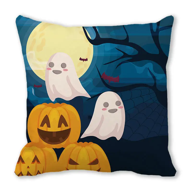 

Halloween Decor Cushion Cover 45x45cm Square Polyester Pillowcase Holiday Horror Atmosphere Decorations Funny Throw Pillow Cover