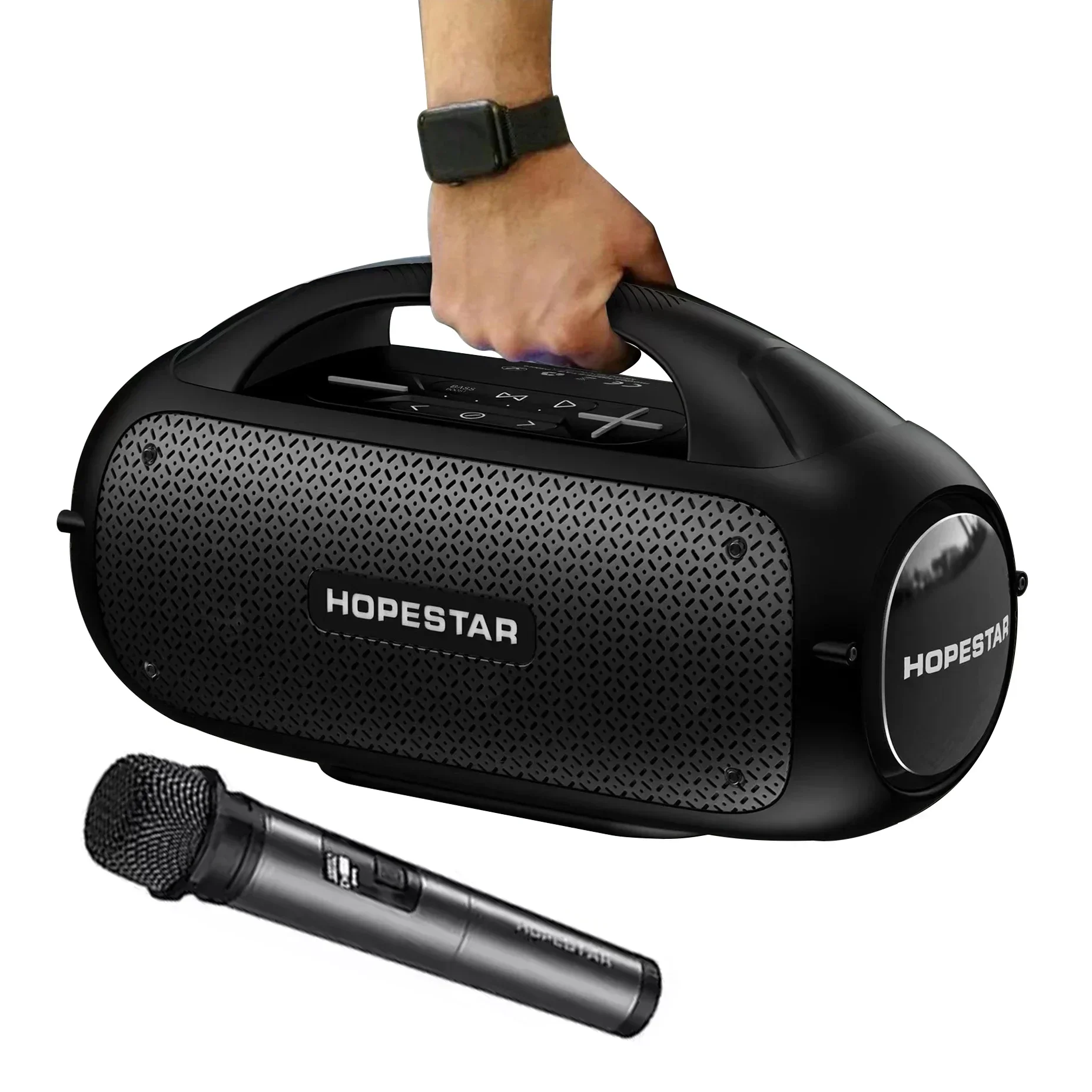 신제품 인기 판매 다기능 80W IPX6 무선 스피커 야외 서브우퍼 방수 파티용 고출력 휴대용 마이크 포함