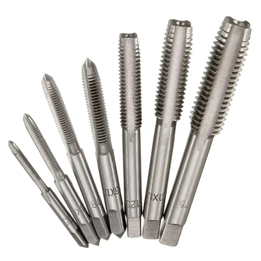 7Pcs M3-M12 HSS Metric Straight Fluted Screw Thread Tap Drill Bits Set For Cutting Outer Internal Thread Set Plug Tap