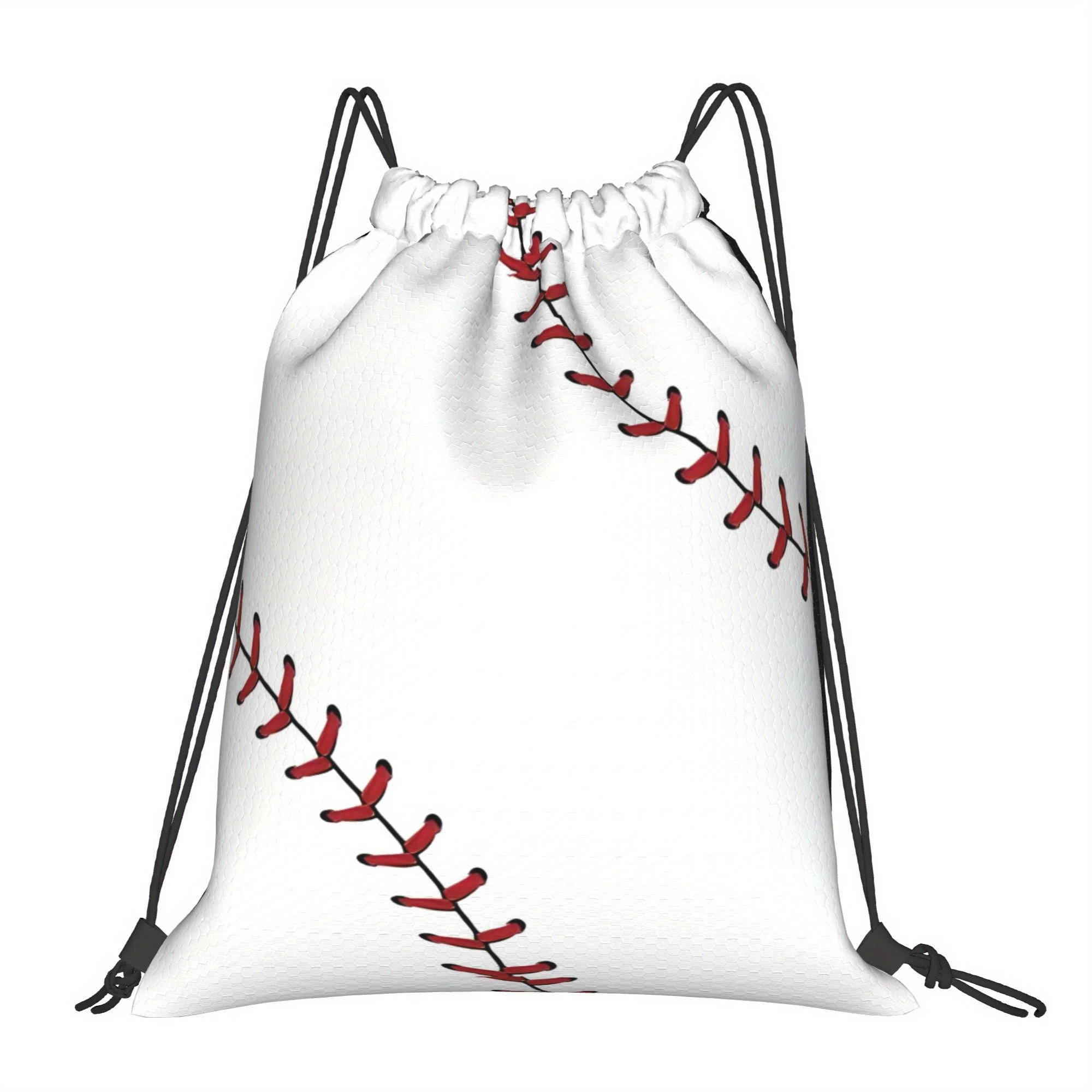 1 Baseball-themed Drawstring Bag, Red Sewn Printed Bouquet Pocket, Casual Sports Outdoor Backpack, Baseball Bag, Custom Pictures