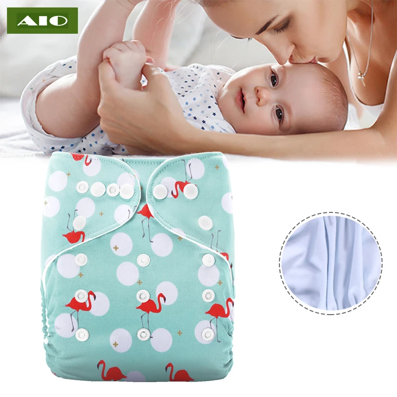 

Flamingo Printed Washable Pocket Diaper Reusable Infant Cloth Diaper Eco-friendly Nappy Fit 3-15KG 0-3 Years Baby Shower Gift