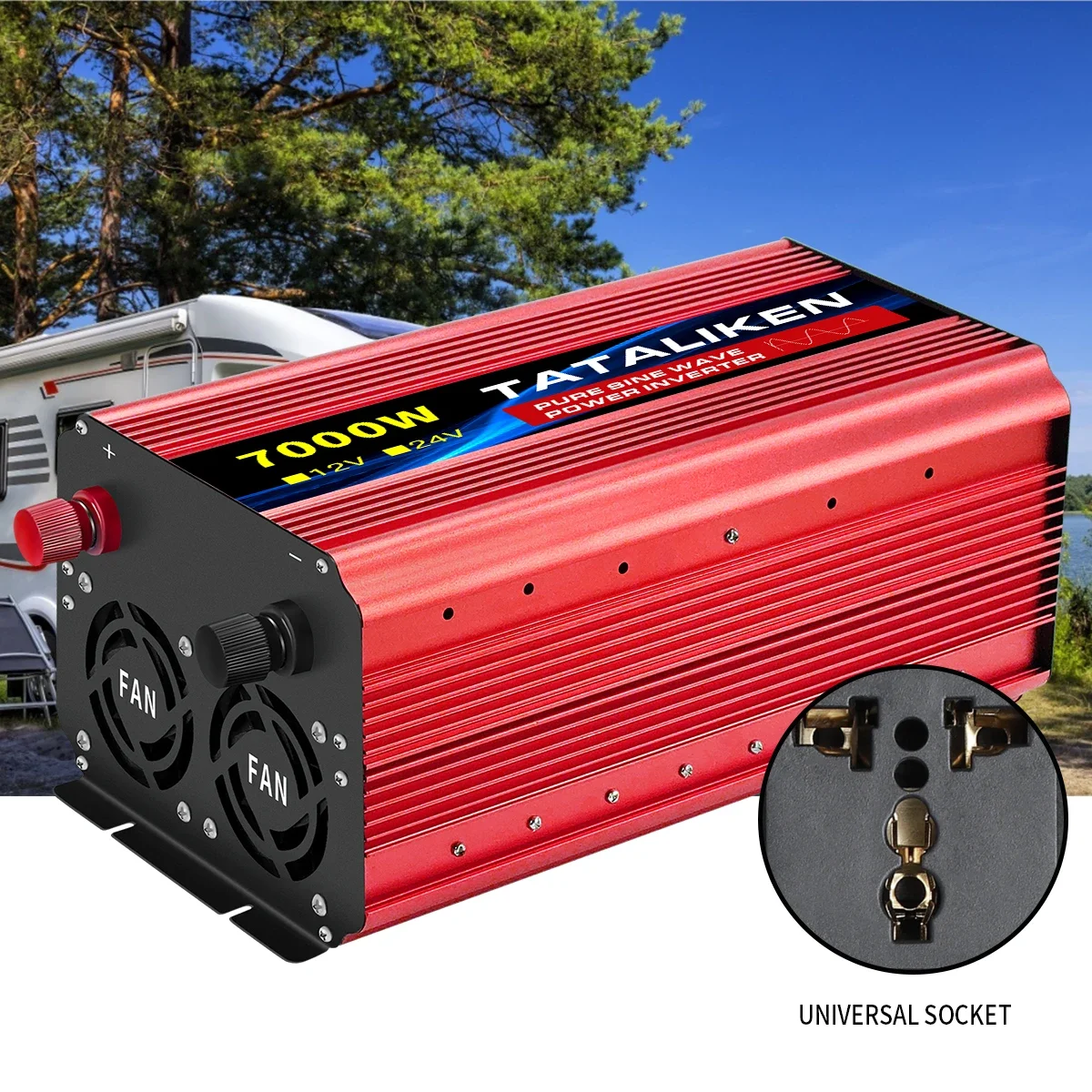 Imagem -04 - Inversor de Onda Senoidal Pura para Carro 12000w Conversor de 12v 24v a 220v ac Soquete Universal Inversor de Energia com Saídas 2ac