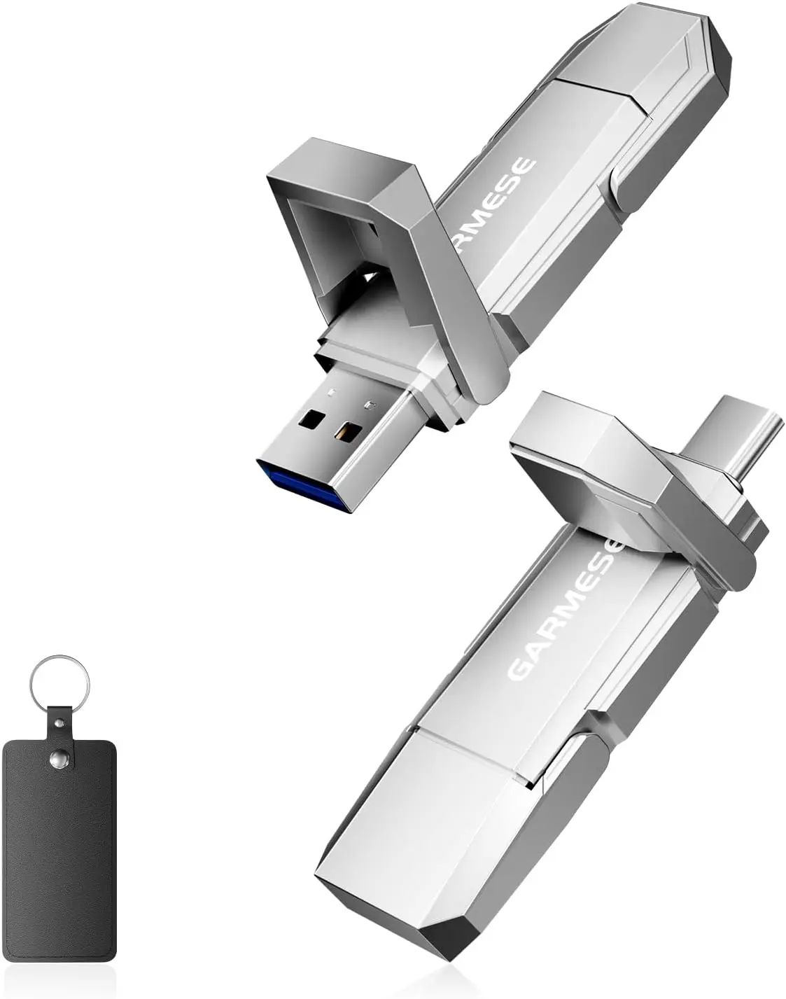 

256GB USB 3.2 SSD Flash Drive, 450MB/s, Dual Type-A & Type-C, Portable Storage for Phone/Tablet/PC