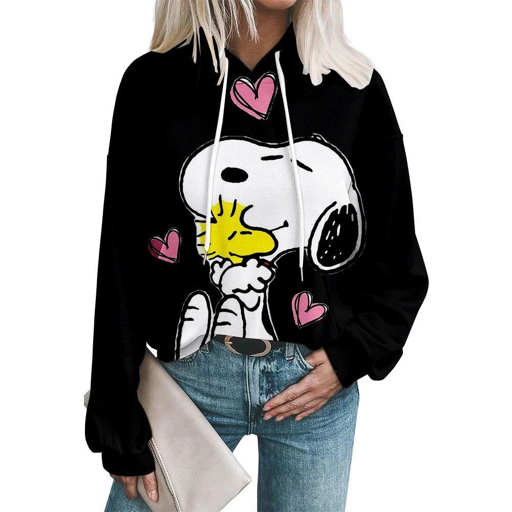 Elegante snoopy impressão hoodie moda feminina oversized hoodies moletom feminino suores casaco pulôver sudaderas ﻿
