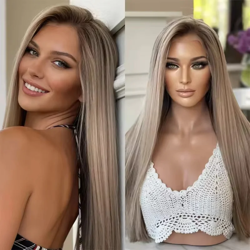 Ombre Ash Blonde Brown Full Lace Front Wigs Human Hair Wigs for Women
