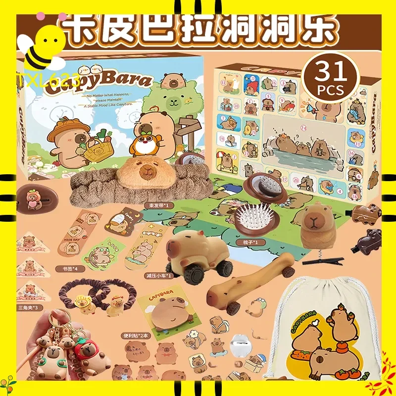 Capybara Theme Christmas Advent Calendar - DIY Jewelry Hairpin Toys Countdown Blind Box Model Figures for Kids