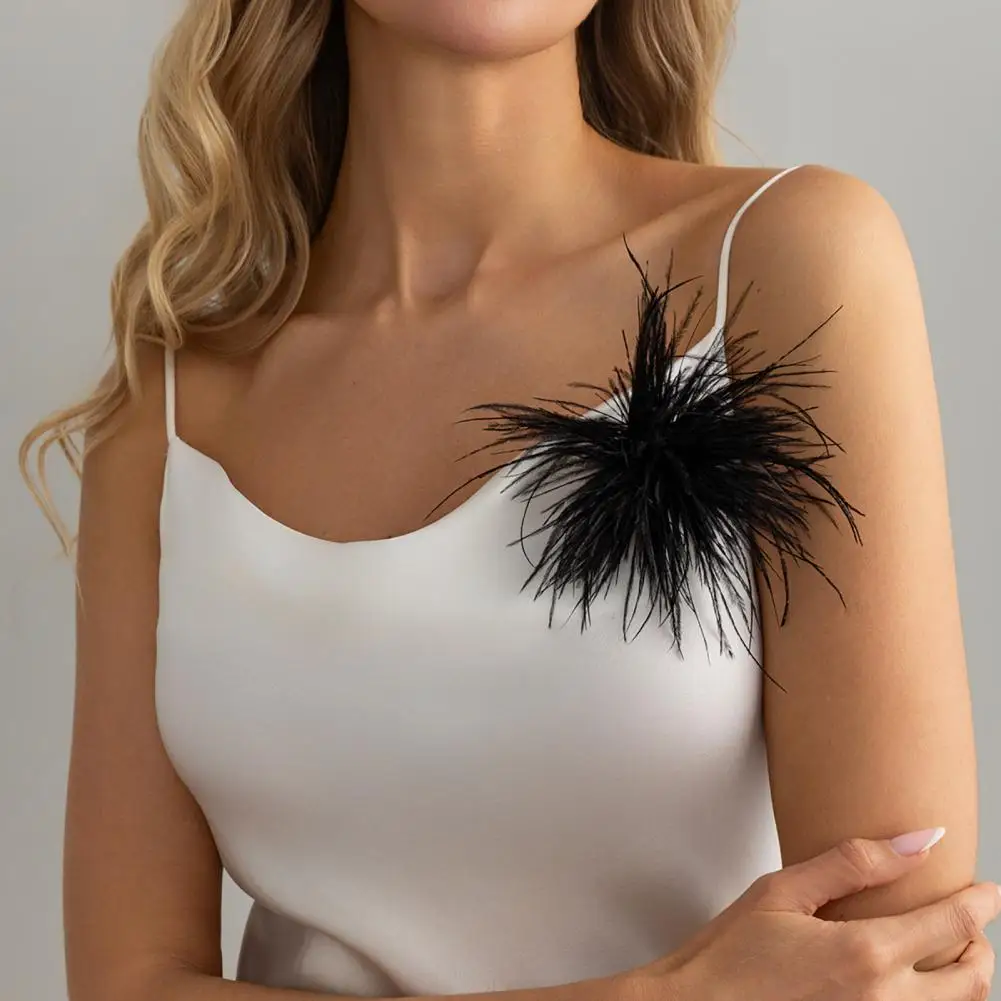Soft Focus Feather Pin Elegant Feather Brooch Pin for Women Fluffy Flower Hairpin Accessory Multi-use Wedding Party Dress Suit