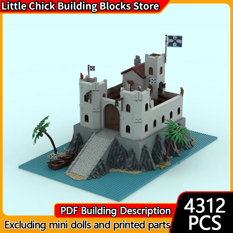 

Medieval Castle Model MOC Building Bricks Large Island Fortress Modular Technology Children Holiday Gifts Assemble Toys Suit