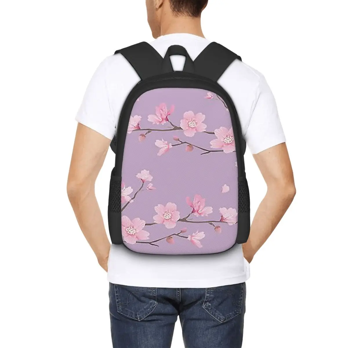 Cherry Blossom Flower Plant - Pastel Purple Backpack Hot Sale Daypack Kids BookBag School Bag Shoulder Bags for Men Women