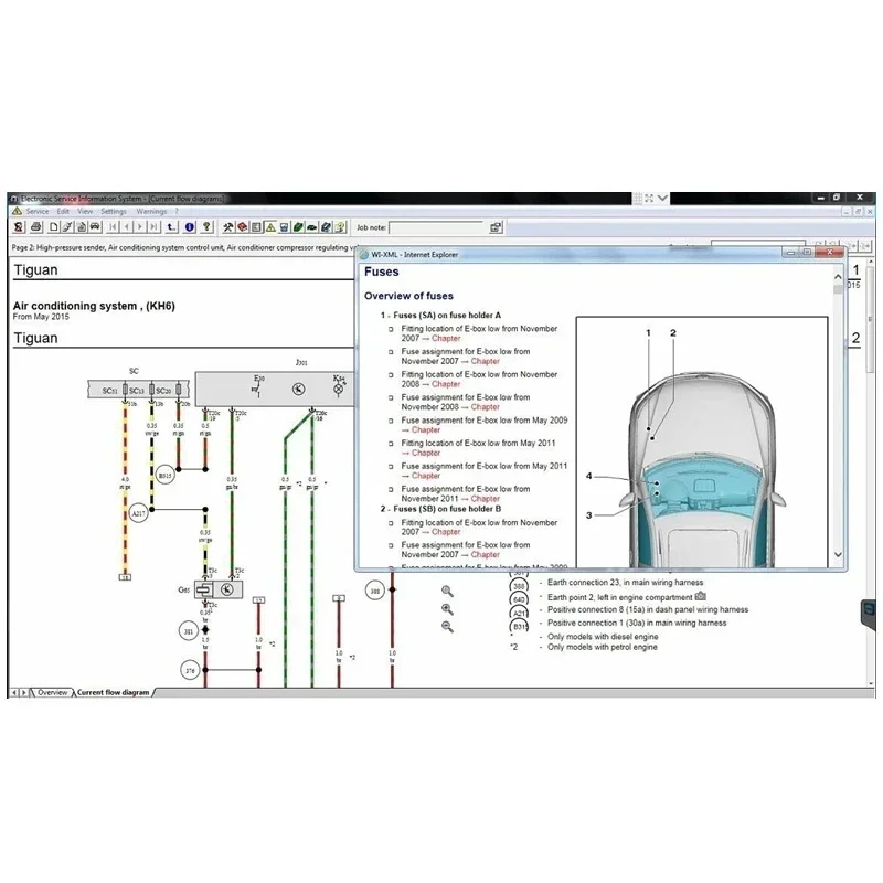 Etka 8.3 mit ELSAWIN 6.0 neuester Wartungssoftware-Gruppen-Fahrzeugkatalog für elektronische Teile, geeignet für V/W+AU/DI+SE/AT+SKO/D