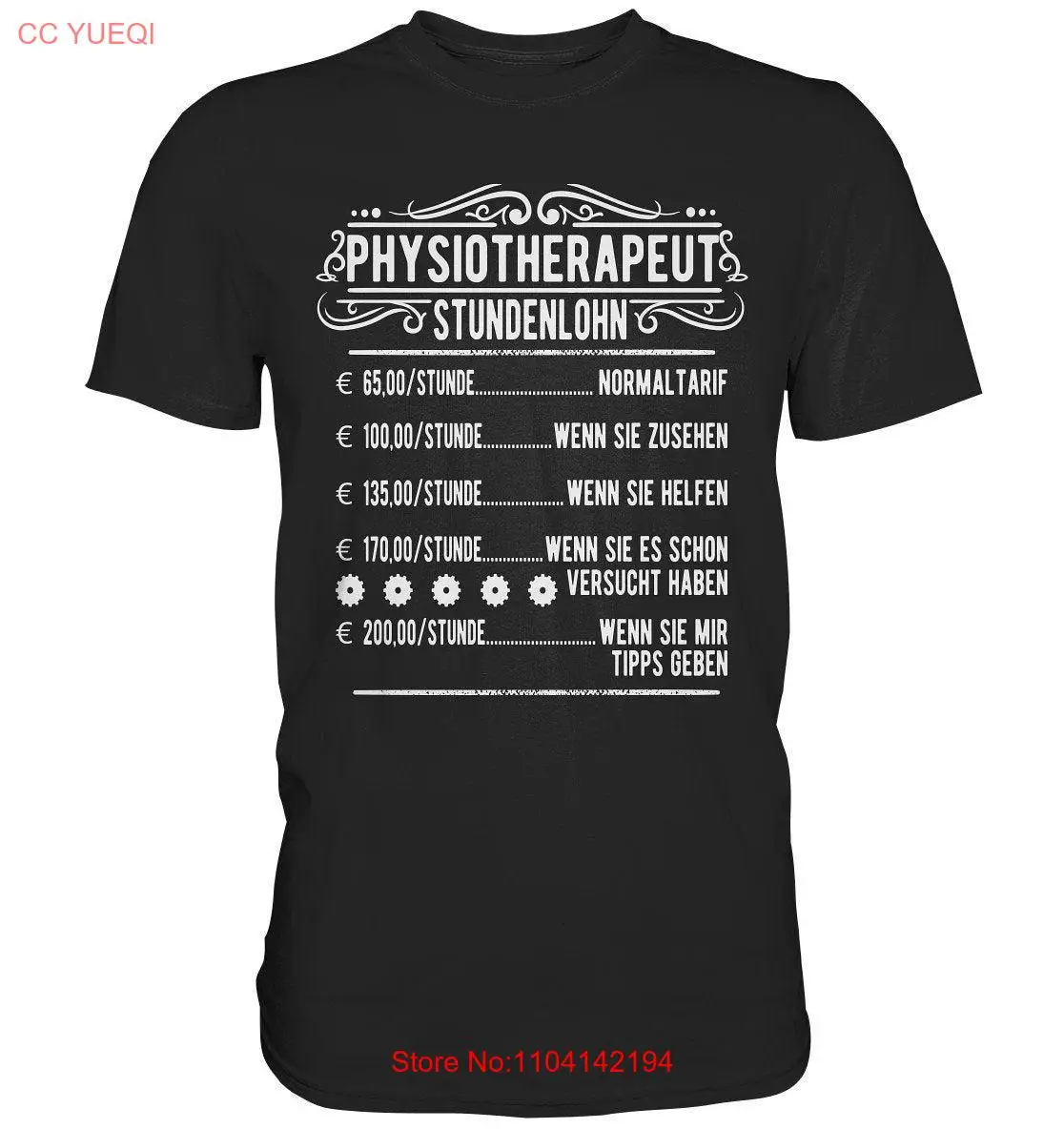 

Physiotherapist Hourly Wage T Shirt Physiotherapists Idea Premium long or short sleeves