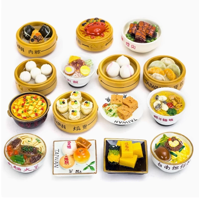 Taiwan Cuisine Snack Series Grilled Sausage Corn Pastry 3D Fridge Magnets Tourism Souvenir Refrigerator Magnetic Stickers
