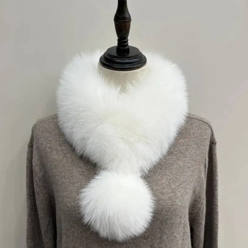 Fox Fur Scarf Genuine Fur Neck Warmer Winter Fur Scarf Thick Neck-protecting Fur Scarf Shawl Natural Fur Hoods For Coat Jacket