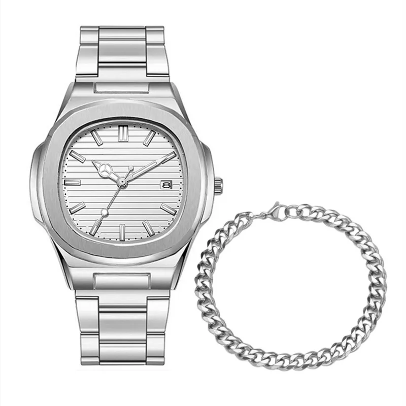 Трансграничные модные классические квадратные часы с календарем, оптовая продажа, трендовые спортивные часы со стальным ремешком, деловые трансграничные часы